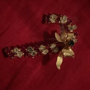Elegant Gold and Red Crystal Hair Clip